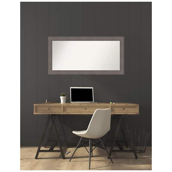 Amanti Art Medium Rectangle Distressed Brown Modern Mirror (25.25 in. H x 50.25 in. W)