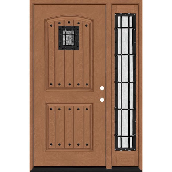 Steves & Sons Regency 51 in. x 80 in. 2Panel Plank Cavalier Speakeasy LHIS AutumnWht Fiberglass Prehung Front Door w/Cavalier 12in.SL