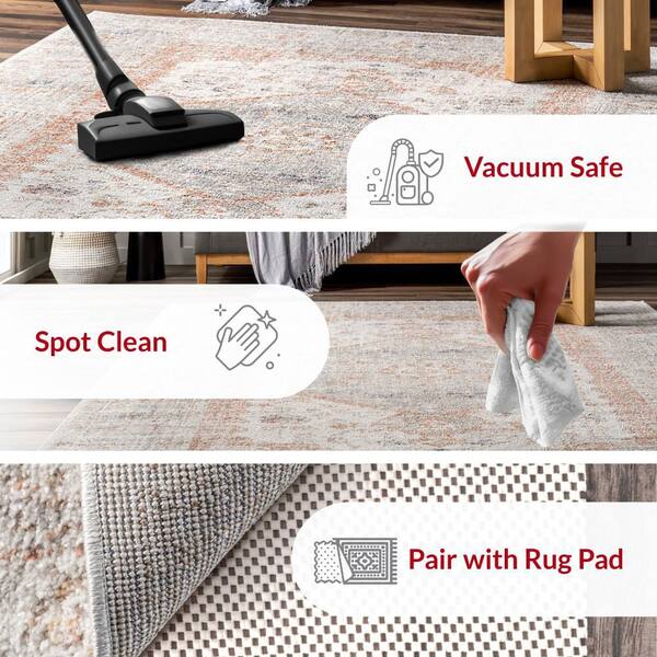 nuLOOM Jacquie Vintage Floral Silver 10 ft. x 14 ft. Area Rug