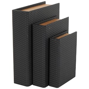 Rectangle Faux Leather Book Shaped Box (Set of 3)