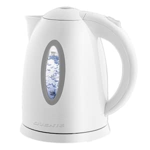 7-Cup BPA-Free White Electric Kettle with Auto Shut Off Feature, Boil-Dry Protection and Removable Filter