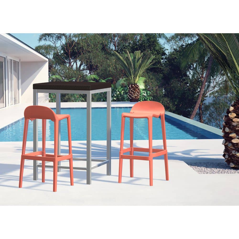 Salmon Saddle Style 25" Resin Barstool with Anti-Skid Footpads