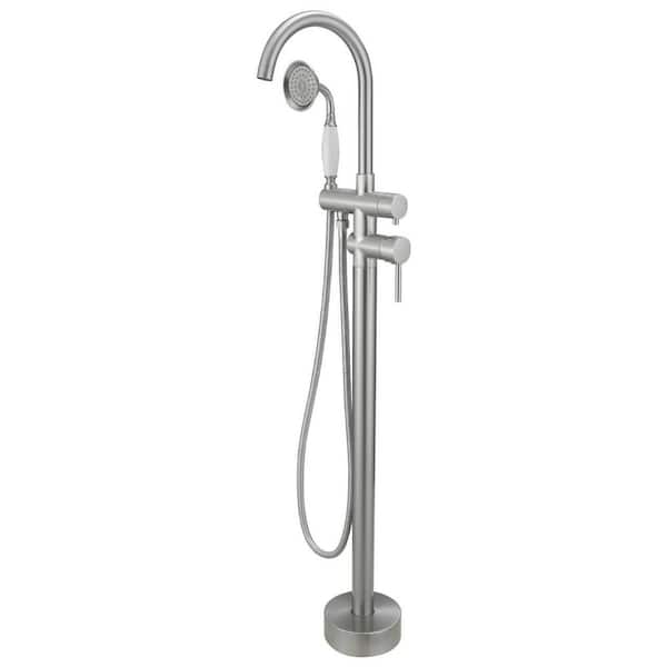 HOMEMYSTIQUE 1-Handle Freestanding Tub Faucet with Hand Shower in Brushed Nickel