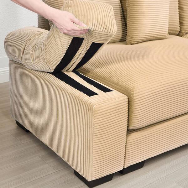 Homy Casa ZDSNYK 54.3 in. Straight Arm 2-Piece Corduroy