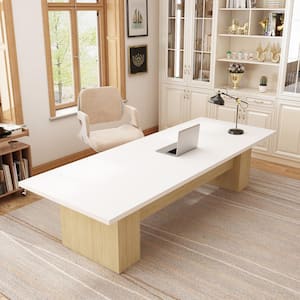 126 in. W White Wood Rectangle Writing Desk Meeting Desk Workstation Executive Table