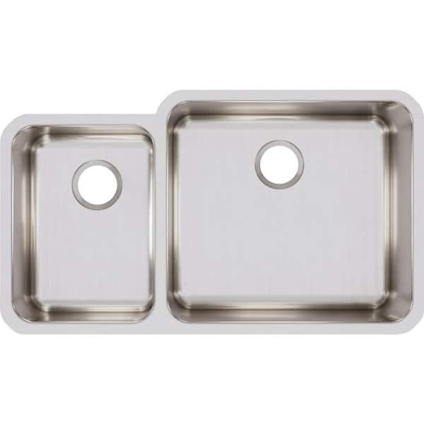 Elkay Lustertone 35in. Undermount 2 Bowl 18 Gauge  Stainless Steel Sink Only and No Accessories