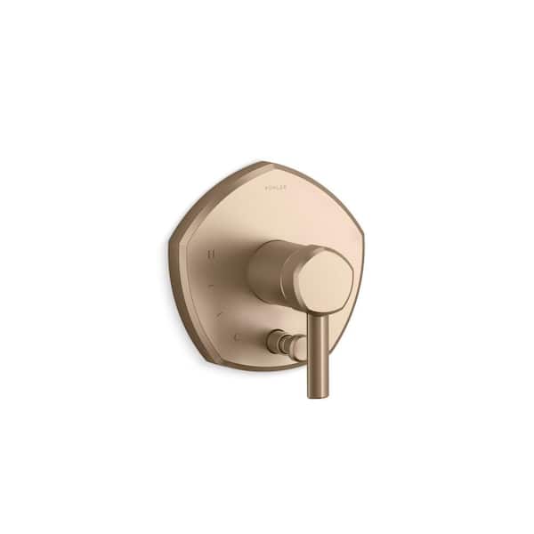 KOHLER Occasion Rite-Temp Valve Trim With Push-Button Diverter And Lever Handle in Vibrant Brushed Bronze