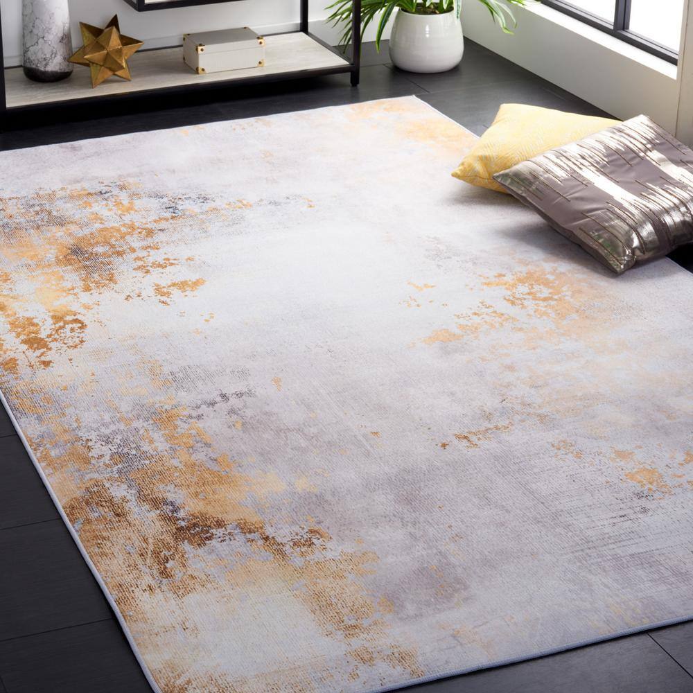 Tacoma 6' x 9' Gray and Gold Abstract Washable Area Rug