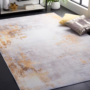 Tacoma Gray/Gold 6 ft. x 9 ft. Machine Washable Distressed Area Rug