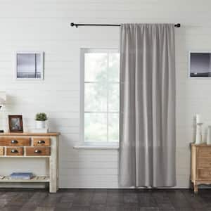 Burlap Dove Grey Cotton 50 in. W x 96 in. L Light Filtering Curtain (Single Panel)