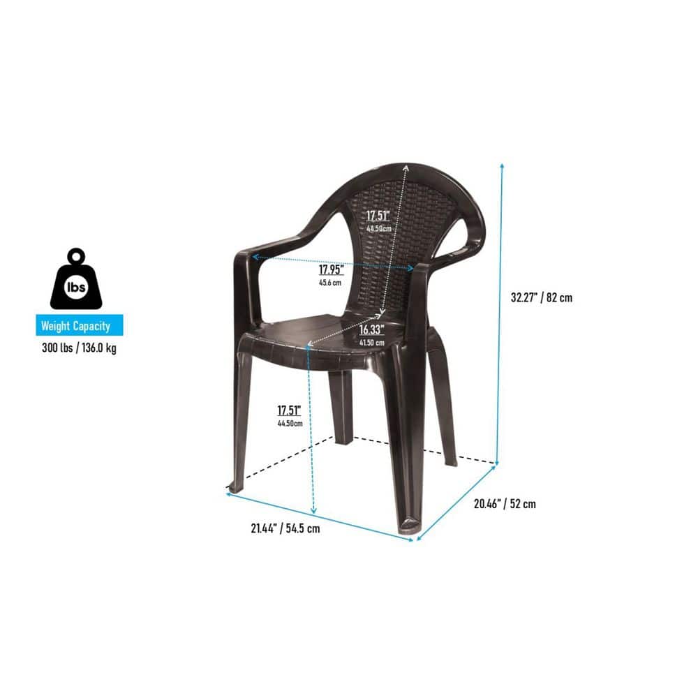 Espresso Polypropylene 4-Person Patio Dining Set with Rattan Look