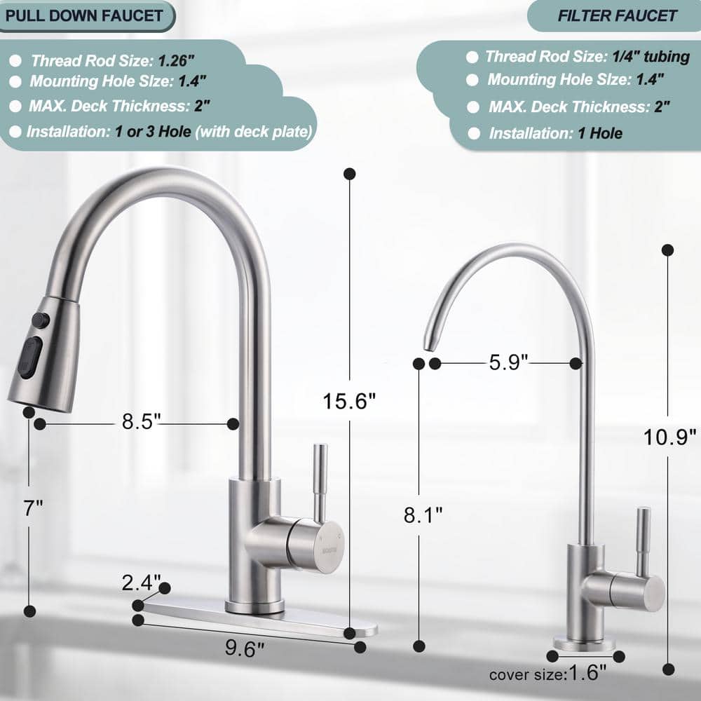 Brushed Nickel High-Arc Kitchen Faucet with Pull-Out Spray