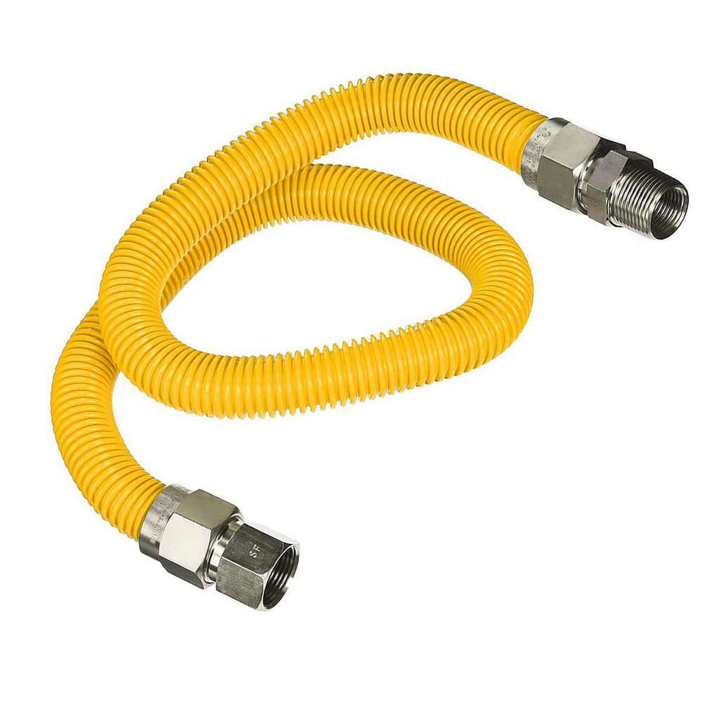 60 in. Flexible Gas Connector Yellow Coated Stainless Steel for Gas Range, Furnace, 1/2 in. Fittings price history on PriceWatchPro
