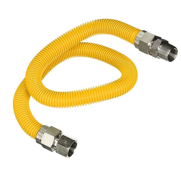 PLUMBFLEX 60 in. Flexible Gas Connector Yellow Coated Stainless Steel for Gas Range, Furnace, 1/2 in. Fittings