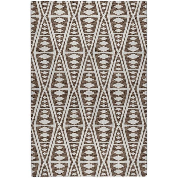 Dream Shag Premium Machine Washable Abstract ADS112 Brown 10 ft. x 14 ft. Area Rug