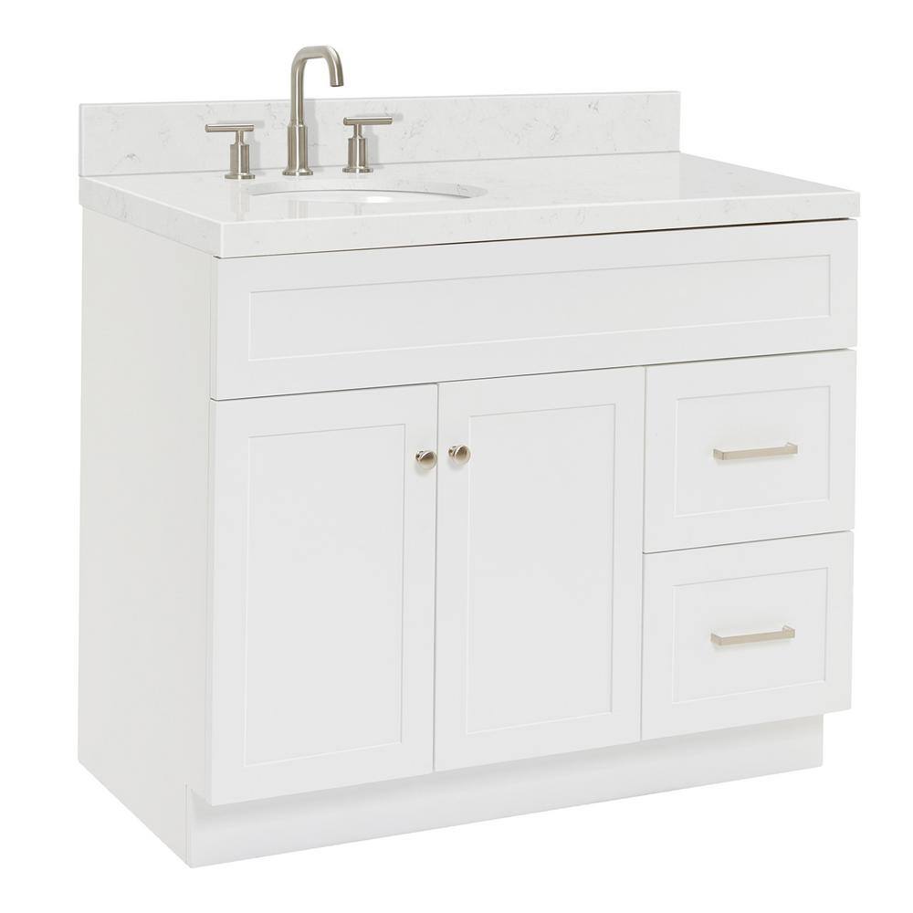 Hamlet 42" White Quartz Single Basin Freestanding Vanity Set