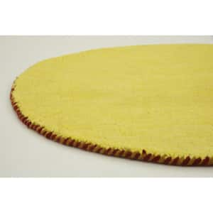 Solid Gava Yellow 2'4" x 2'4" Round Rug