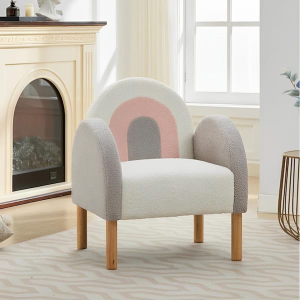 Unbranded Multicolor Polyester Blend Armchair, Accent Chair Sofa, Single Chair, Toddler Fabric w/ Solid Wood Frame Rainbow Design