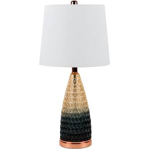 Edwin 24 in. Charcoal Indoor Table Lamp with White Barrel Shaped Shade
