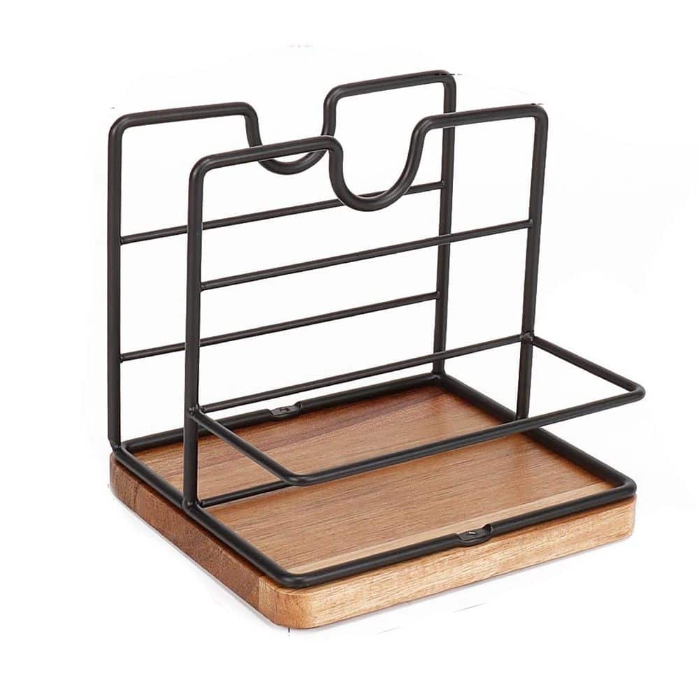 Freestanding Black Modern Metal Napkin Holder with Wooden Base Tabletop Napkin Dispenser Caddy for Kitchen price history on PriceWatchPro