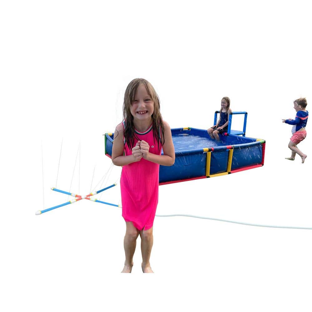 Funphix Buildable Blue Plastic Swimming Pool with Safety Steps