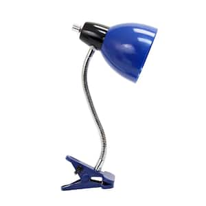 15.25 in. Blue Basic Clip-On Reading Light Desk Lamp with Flexible Gooseneck, for Office, Desk, Study Nook, Workspace