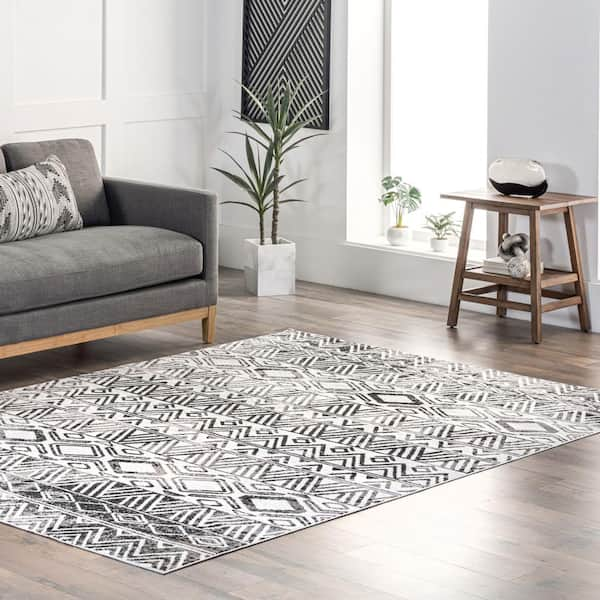 nuLOOM Dali Machine Washable Modern Abstract Area Rug - 2' 6 x 8' Runner - Grey