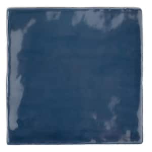 Silken Blue 3.94 in. x 3.94 in. Glossy Ceramic Square Wall and Floor Tile (5.38 sq. ft./case) (50-pack)