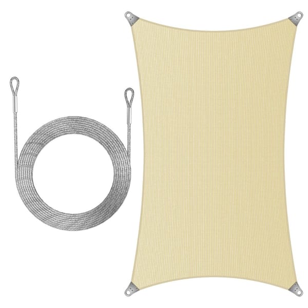 AMGO Super Ring 16 ft. x 18 ft. Sun Shade Sail with Cable-Beige AC ...