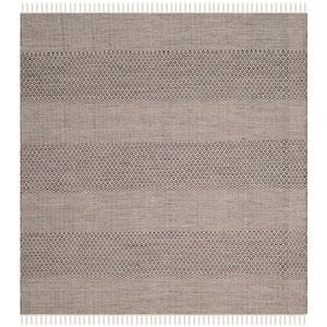 Montauk Ivory/Anthracite 10 ft. x 10 ft. Striped Geometric Square Area Rug