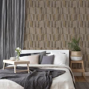 Fusion Collection Geo Point Wood Effect Motif Brown/Grey Matte Finish Non-Pasted Vinyl on Non-Woven Wallpaper Sample