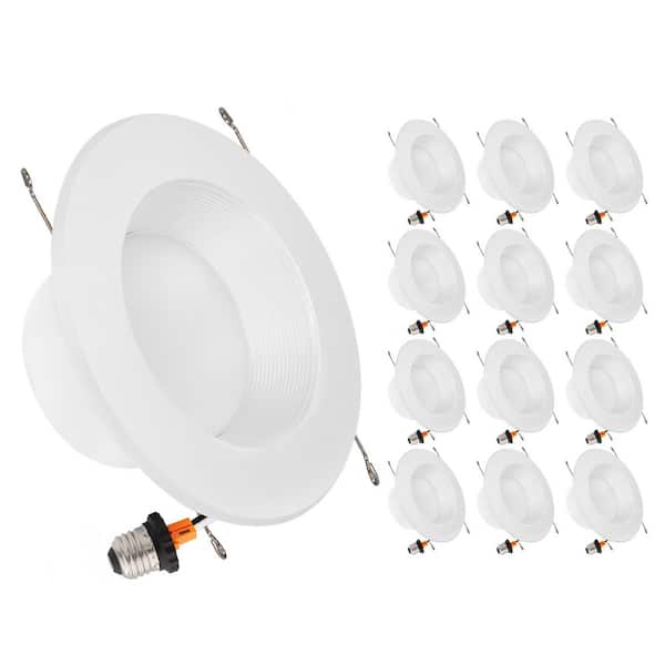 6 in. 5 CCT Retrofit Recessed Dimmable LED Downlight Selectable 2700K-5000K with E26 Quick Connect 1300 Lumens (12-Pack)