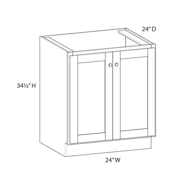 Unbranded Norfolk Shaker 24 in. W x 34.5 in. H x 24 in. D in Painted White Plywood Assembled Full Height Door Base Cabinet