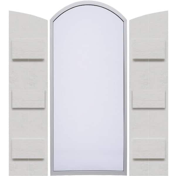 Ekena Millwork Timberthane 10.75 in. W x 83 in. H Joined Two Board Elliptical Arch Top Polyurethane Board and Batten Shutters