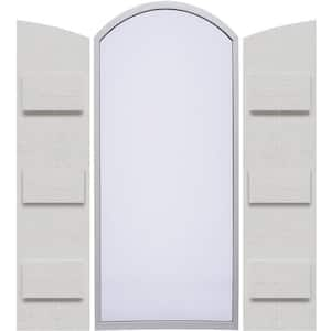 10-3/4 in. x 57 in. Polyurethane Rustic 2-Board Joined Board and Batten Shutters Faux Wood with Elliptical Arch Top Pair