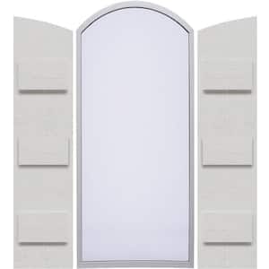 10-3/4 in. x 96 in. Polyurethane Rustic 2-Board Joined Board and Batten Shutters Faux Wood with Elliptical Arch Top Pair