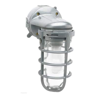 Industrial 1-Light Gray Outdoor Weather Tight Flushmount Wall Light Fixture