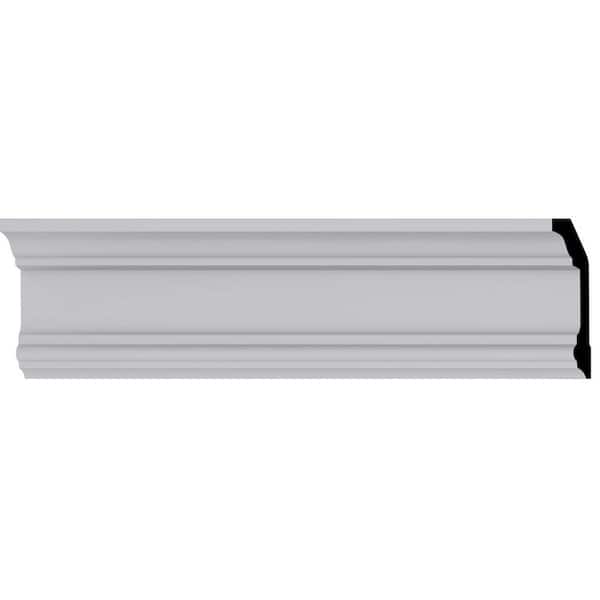 Ekena Millwork 4 in. H x 2-1/4 in. P x 4-1/2 in. F x 94-1/2 in. L Polyurethane Holmdel Traditional Smooth Crown Moulding (12-Pack)