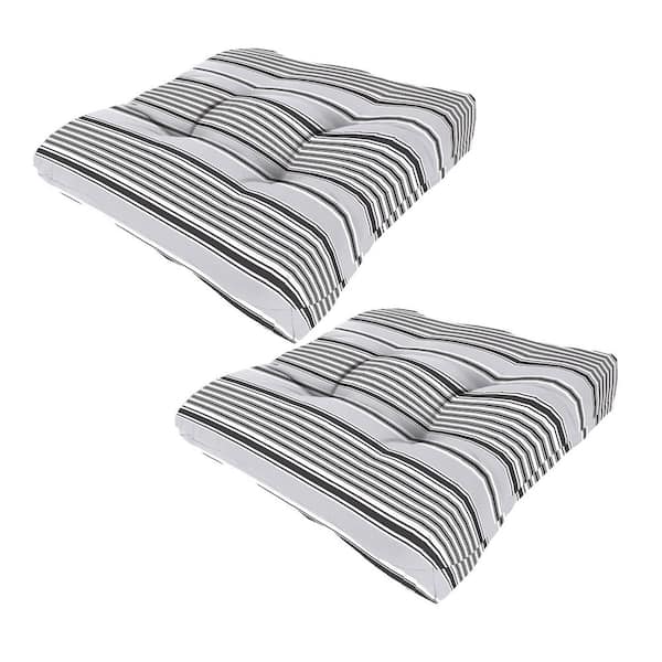 Jordan Manufacturing 19 in. W x 19 in. D x 5 in. T Square Outdoor Wicker Seat Cushion in Worth Black and Grey (2-Pack)
