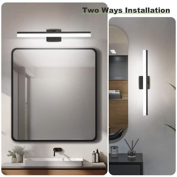 23.6 in. 1-Light Black Dimmable LED Vanity Light Bar with 5500K Daylight