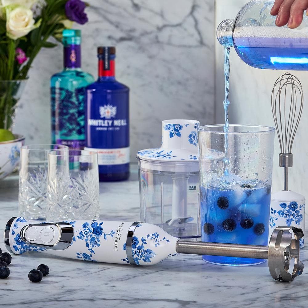 Laura Ashley White and Blue Floral 4-in-1 Immersion Blender Set