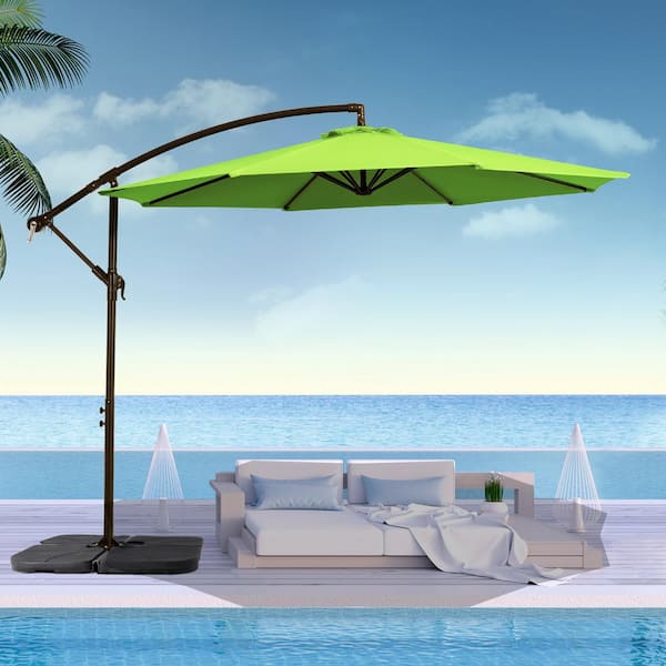 JEAREY 120 in. Outdoor Offset Cantilever Umbrella Patio Umbrella in Apple Green
