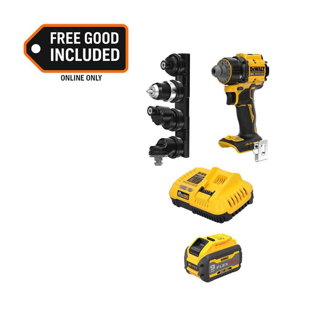 DEWALT ATOMIC 20V MAX Lithium-Ion 1/2 in. Multi-Head Drill Driver with FLEXVOLT 20V/60V MAX 9. 0Ah Battery Pack and Charger DCD803BWDCB609C - The Home Depot