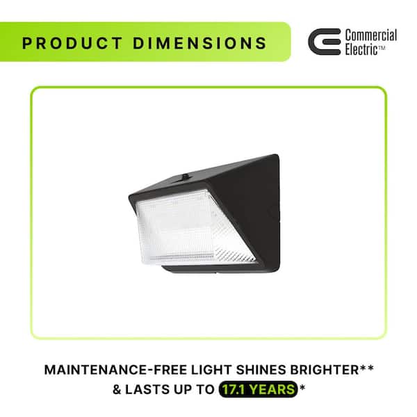 Commercial Electric 675-Watt Equivalent Integrated LED Bronze Commercial Refractor Wall Pack Light, 4000K PRWX80-H-PC-4K-BZ - The Home