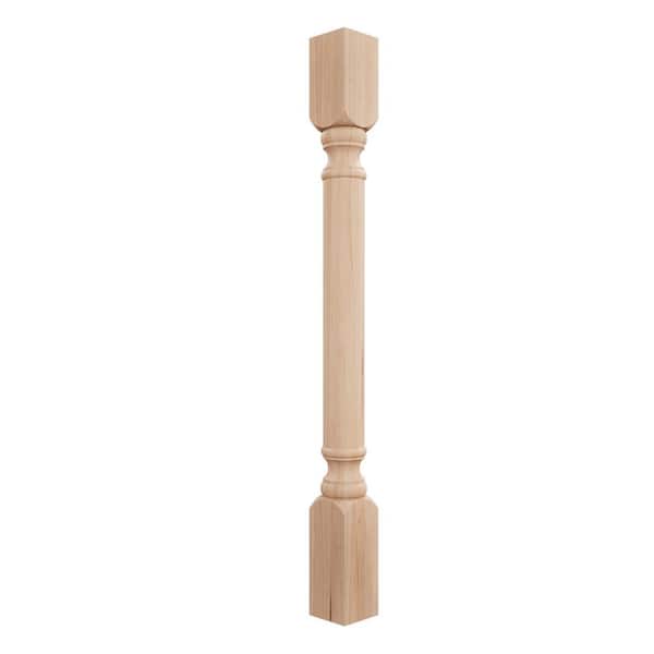 Ekena Millwork 3-3/4 in. x 3-3/4 in. x 35-1/2 in. Unfinished Cherry Traditional Cabinet Column