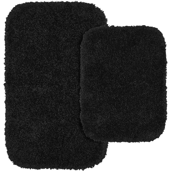 Garland Rug Serendipity Black 21 in. x 34 in. Washable Bathroom 2-Piece Rug Set