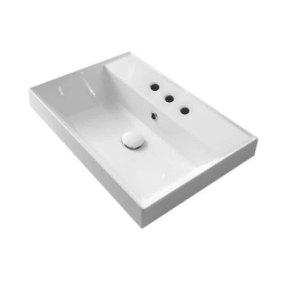 Nameeks Teorema Drop In Bathroom Sink In White With 3 Faucet Holes Scarabeo 5109 Three Hole The Home Depot