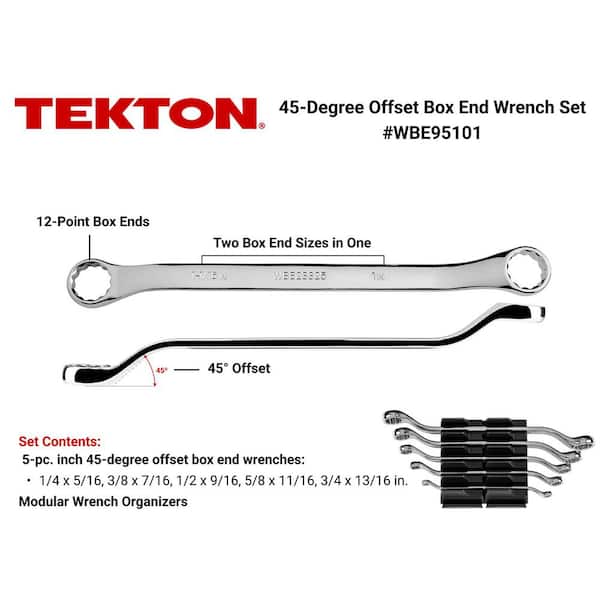 1/4-13/16 in. 45-Degree Offset Box End Wrench Set with Modular Slotted Organizer (5-Piece)