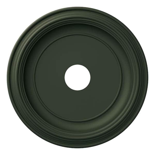 Ekena Millwork 19" O.D. x 3-1/2" I.D. x 1-1/2" P Traditional Thermoformed PVC Ceiling Medallion in UltraCover Satin Hunt Club Green