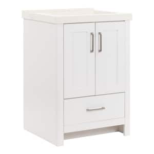 Westcourt 25 in. W x 22 in. D x 37 in. H Single Sink Freestanding Bath Vanity in White with White Cultured Marble Top